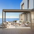 thumbnail image 5 of Domi Outdoor Living 10x10FT Louvered Pergola with Adjustable Steel Roof, Durable Metal Frame, Efficient Drainage System for Backyard, Garden and Lawn, Brown, 5 of 8