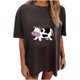 thumbnail image 1 of Moda mujer Casual cuello redondo manga corta impreso Tops camiseta señoras blusa suelta Pompotops hkajfhjk458380, 1 of 7