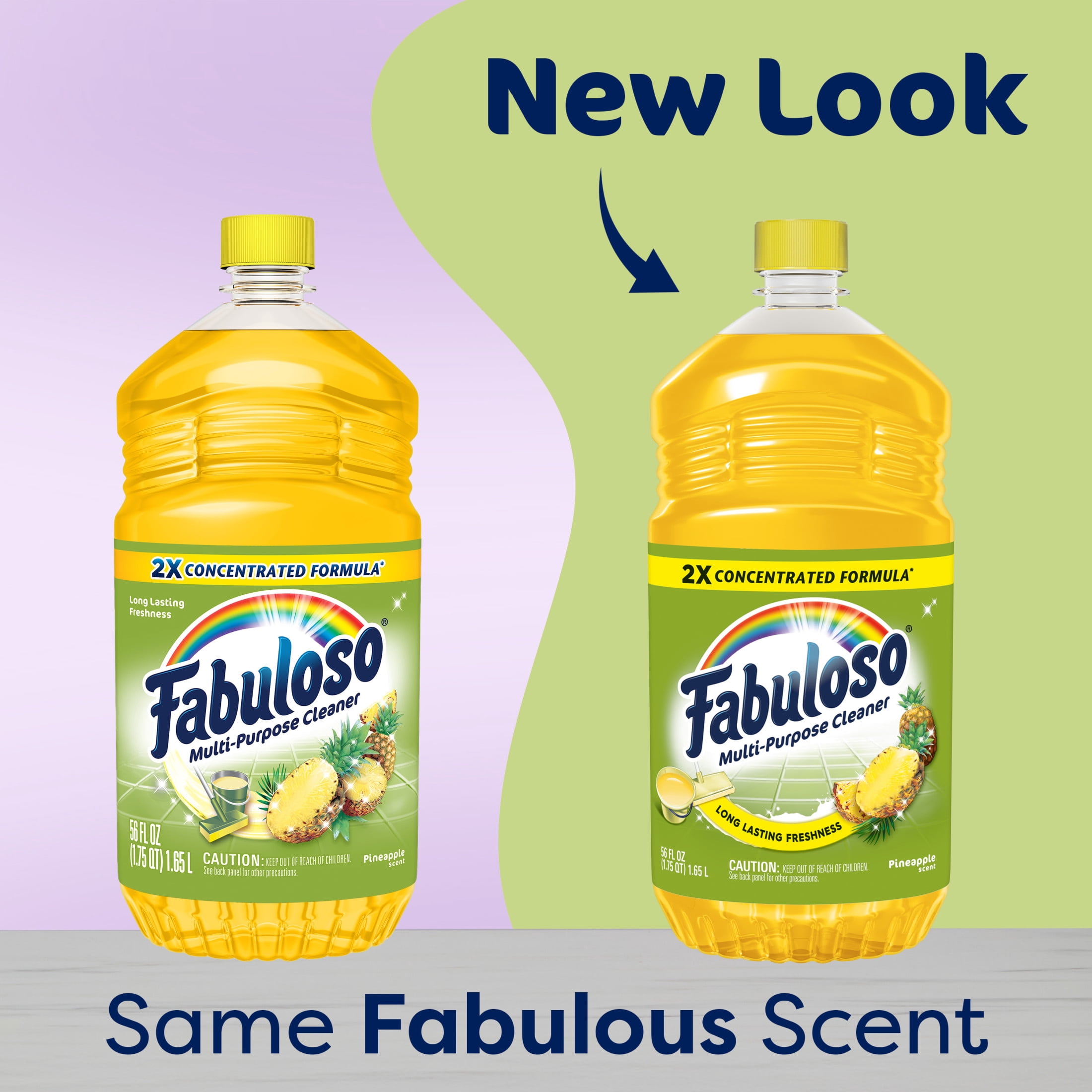(6 pack) Fabuloso 2X Multi-Purpose Cleaner, No Rinse Floor Cleaner, Long-Lasting Freshness, Pineapple Scent, 56 fl oz