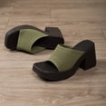 thumbnail image 6 of Dakaela Women's Knit Platform Mule Sandals Square Open Toe 3.35 Inch High Chunky Heel Slip on Slides Comfortable Summer Party Dress Pumps Shoes Green 7.5, 6 of 9