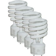 Sleek Lighting 23-Watt T2 Spiral CFL Fluorescent Light Bulbs with GU24 Base, Self-Ballasted Light Bulb for Bedroom Lighting, 1600 Lumens, 5000K 4-Pack