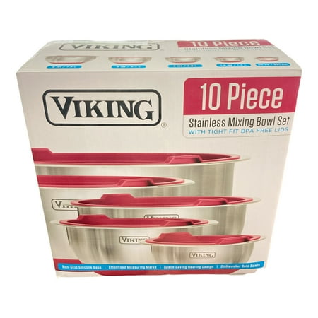 

Viking 10-Piece Stainless Steel Mixing Prep and Serving Bowl Set - Red