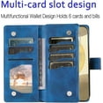 thumbnail image 4 of Phone Case for Samsung Galaxy S24 Plus S24+ 5G Wallet Cover With Tempered Glass Screen Protector and Wrist Strap Mandala Flower Flip Zipper Card Holder Cell S24plus 24S + S 24 24+ Women Men Blue, 4 of 6