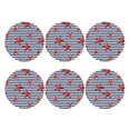 thumbnail image 2 of Pofeuu Starfish Navy Blue Stripe Print Leather Coasters Set of 6, Round Cups Mugs Mat Pad for Home Kitchen Heat Resistant Drink Coasters,Round Shape, 2 of 7