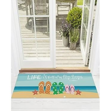 Bath Mats for Bathroom Life is Better in Flip Flops Summer Beach Theme Non Slip Outdoors Indoors Welcome Front Door Mat Floor Mat Home Decor 24x16 Inch
