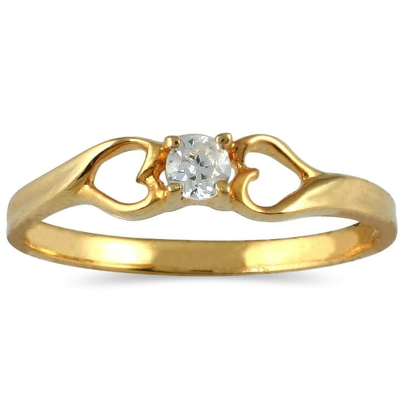 SZUL Women's 1/10 Carat TW Diamond Heart Ring in 10K Yellow Gold (J-K-L Color, I2-I3 Clarity)