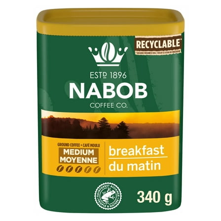 NABOB Breakfast Blend Medium Ground Coffee, 340g/11.9 oz