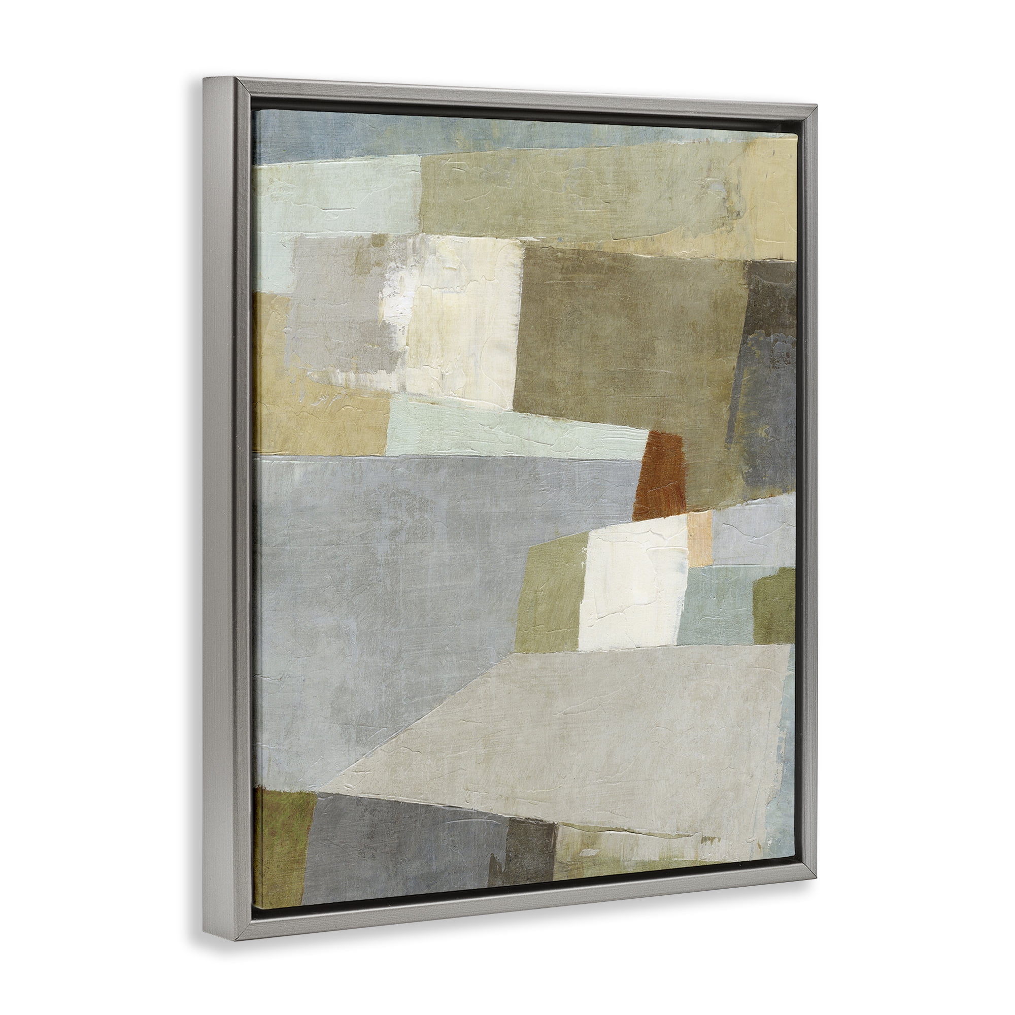 Stupell Industries Causeway Neutral Geometrics Gray Framed Floater Canvas Wall Art, design by Suzanne Nicoll