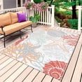 thumbnail image 4 of Outdoor Rug 3x5 ft Coral Starfish Outdoor Large Area Rug Non Slip Rubber Orange Red Coastal Shell Conch Front Door Mat RV Rug Camping Carpet Patio Outdoor Rugs for Backyard Balcony Deck Porch Indoor, 4 of 9
