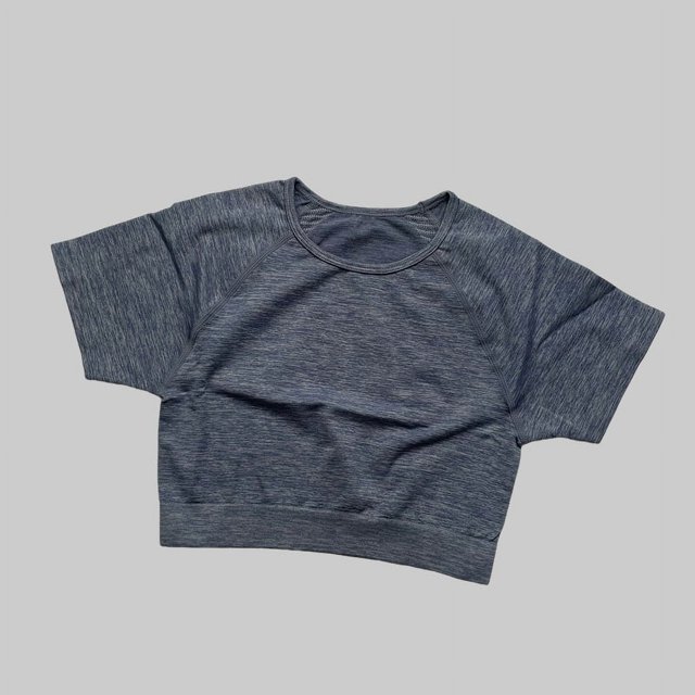 Amplify SS Crop camiseta de Yoga sin costuras para mujer, tejido de punto, camisetas de manga corta para Fitness, camisetas de entrenamiento, ropa de gimnasio, camisetas deportivas para correr