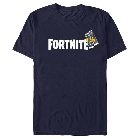 Men's Fortnite Classic Logo Photo Strip Graphic Tee Navy Blue Medium