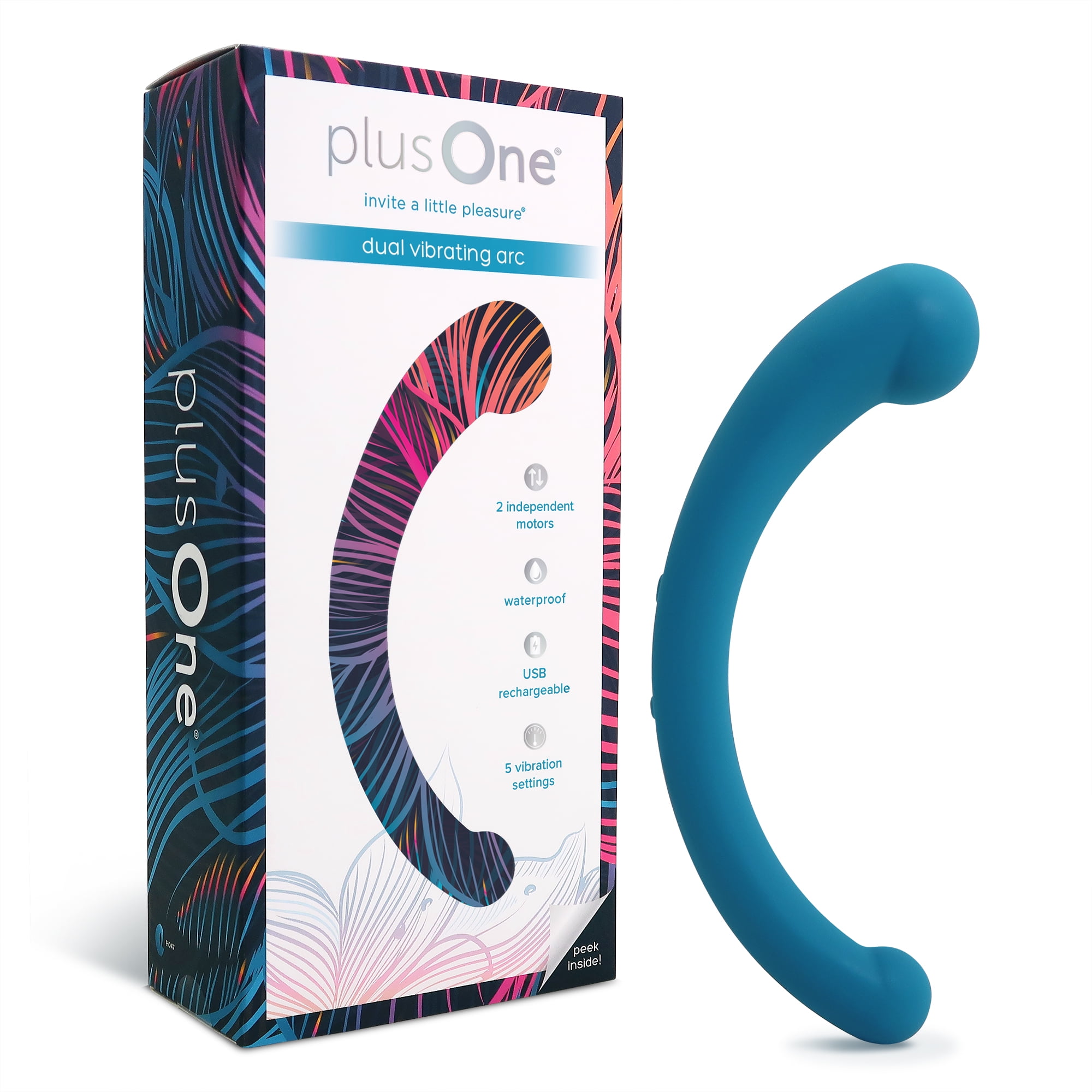 plusOne Vibrating Dual Arc Massager, 10 Vibration Settings, Waterproof