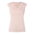 thumbnail image 5 of OKBOP Pink Crop Tops for Women,Fashion Sexy V-Neck Lace Patch Vest Solid Color Sleeveless Tank Plus Size Blouses for Women Shirts for Women, 5 of 9