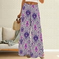 thumbnail image 2 of YUANGUANST Womens Dress Pants Womens Wide Leg Palazzo Pants Boho Floral 2025 Summer Beach Culottes Flowy Casual Trousers For Vacation Office Slacks, 2 of 4
