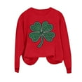 thumbnail image 6 of TKLPEHG Women's St Patricks Day Sweatshirts Long Sleeve Shamrock Heart Printed Pullover Irish Crewneck Casual Loose Tops (Red,XXL), 6 of 7