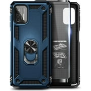 Nagebee Case for Motorola Moto G Stylus 2021 with Tempered Glass Screen Protector (Full Cover Caseage), Military Armor [Magnetic Ring Holder & Kickstand] Shockproof Cover Case (Blue)