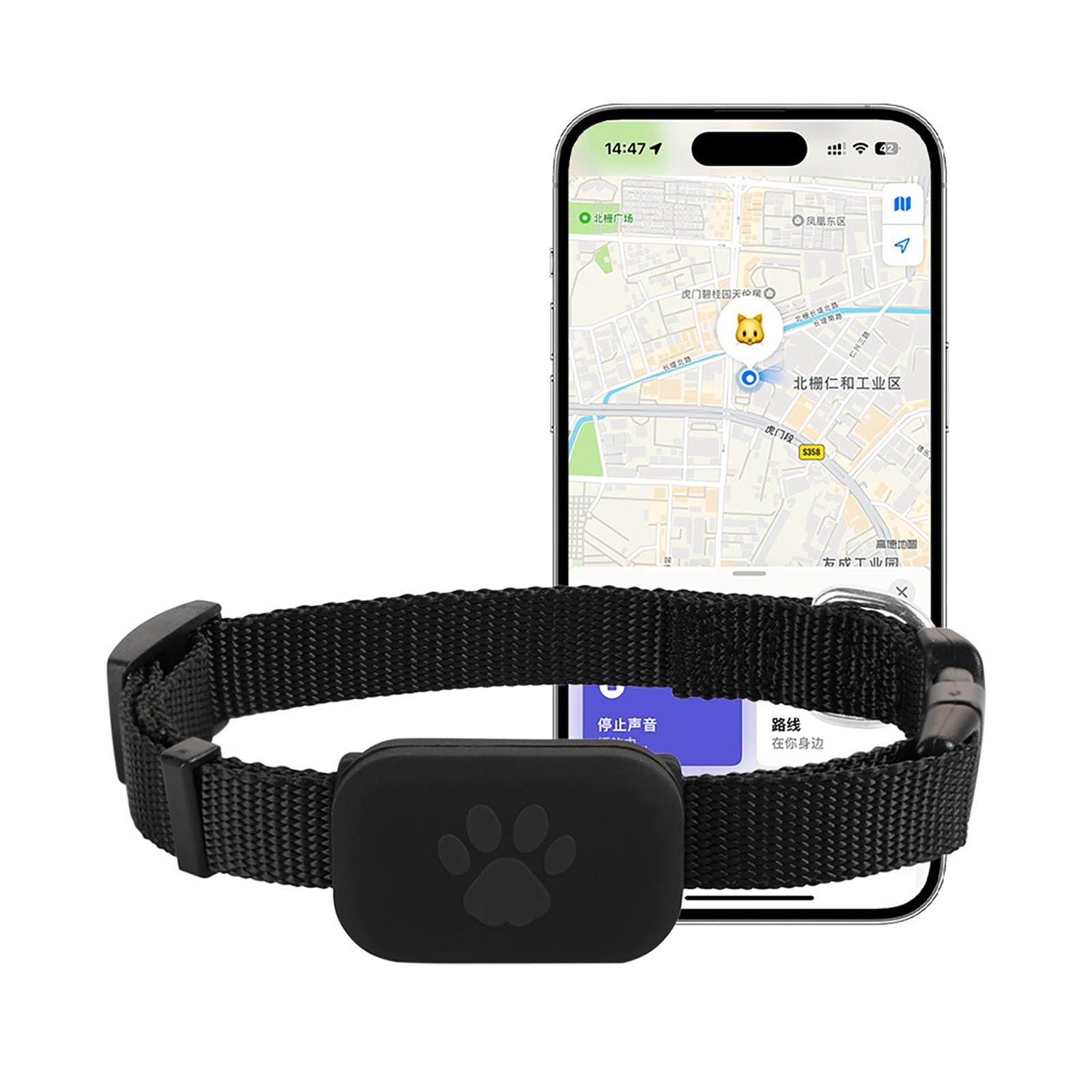 GPS Pet Tracking Collar for Cats & Dogs - Waterproof Anti-Lost Locator Collar with Real-Time Positioning