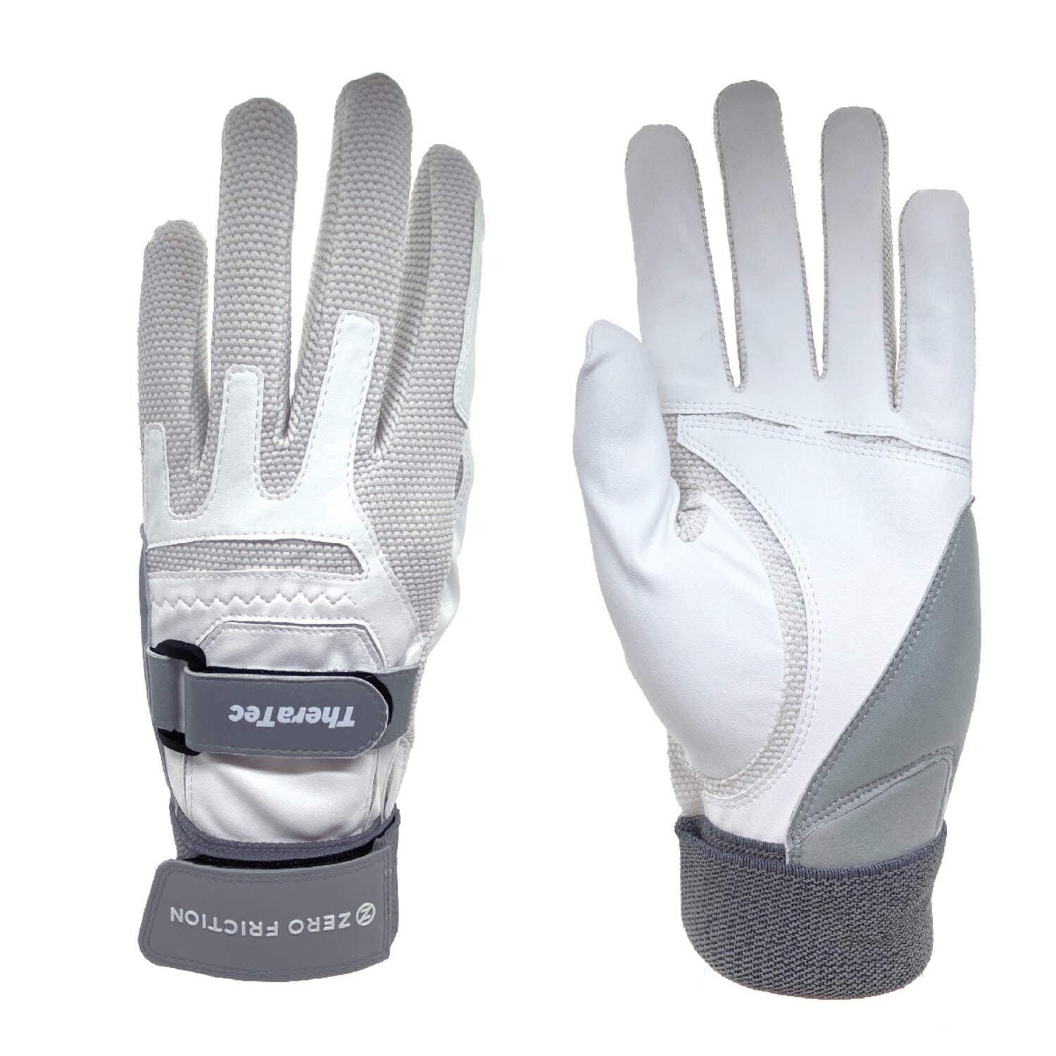 Zero Friction Men’s Compression Fit Theratec Golf Glove, Wrist Wrap, Right Hand, White