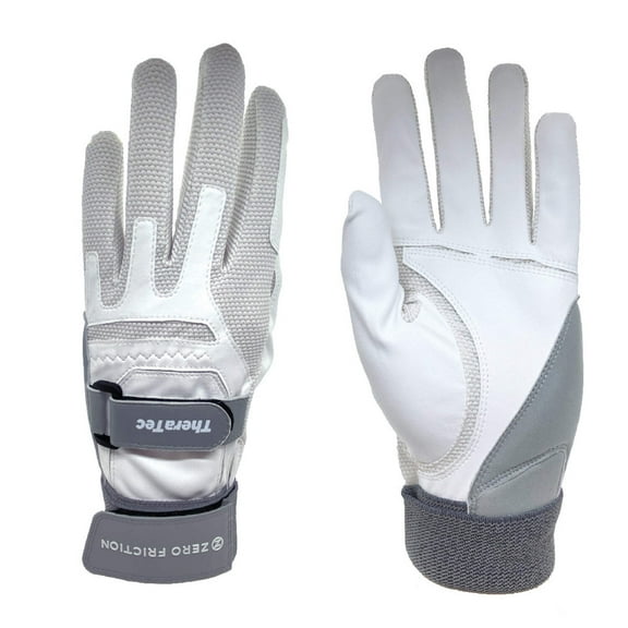 Zero Friction Men’s Compression Fit Theratec Golf Glove, Wrist Wrap, Left Hand, White