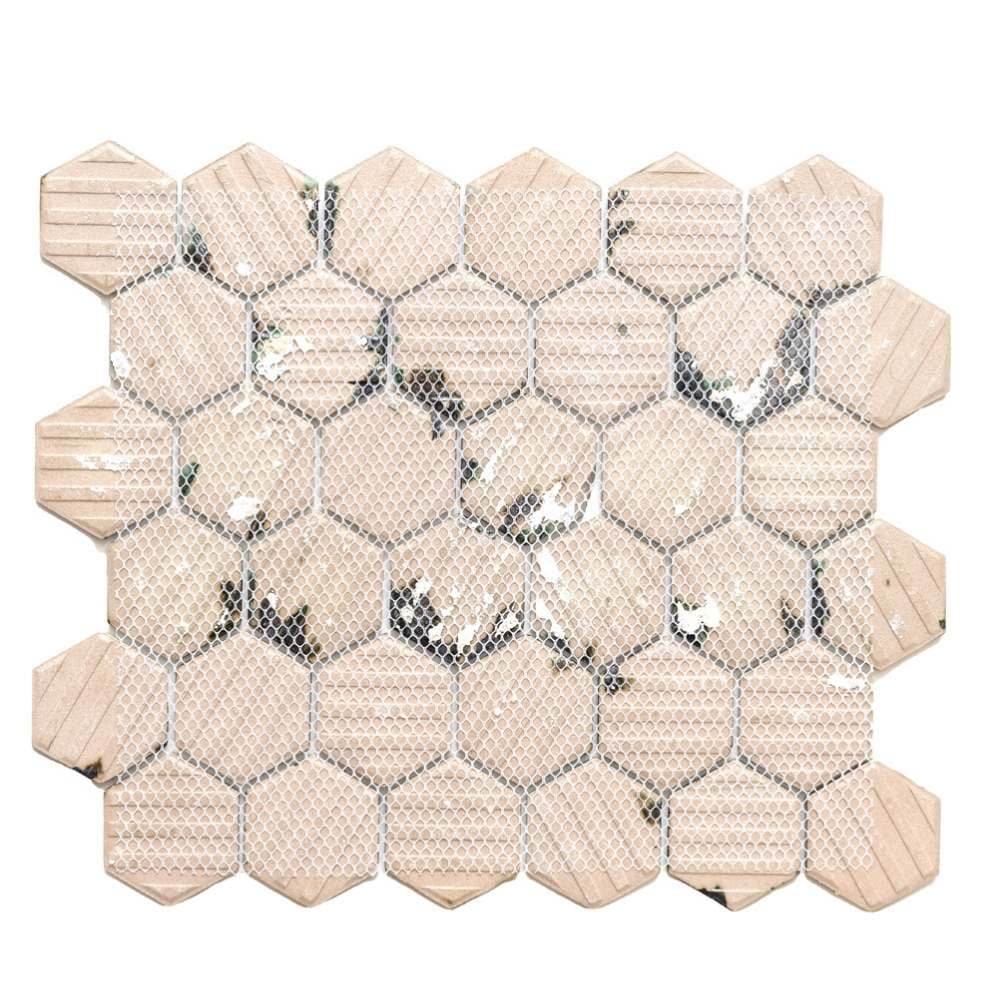 The Tile Life Agate 2 in x 2 in Hexagon Azules Glossy Porcelain Mosaic Wall Tile 1 Sheet
