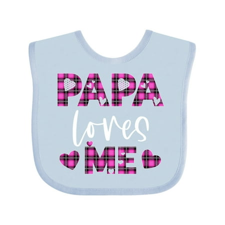 

Inktastic My Papa Loves Me Hearts in Pink Plaid Gift Baby Boy or Baby Girl Bib