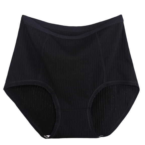 Lumtrix Women Cotton Underwear Comfort Ribbed High Waisted Panties Breathable Full Coverage Briefs Black XL
