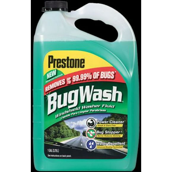 Prestone Windshield Washer Fluid AS657 Bug Wash; With Bug/Road Grime/Bird Dropping/Tree Sap Remover; Green; 1 Gallon Jug/Single