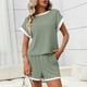 thumbnail image 4 of Camisas de Manga Corta para las Mujeres Casual Color Sólido Cuello Redondo Blusa Y Pantalones Cortos Conjunto, Moda Primavera Verano Traje, 4 of 7