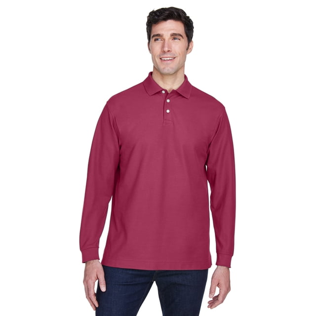 Polo Hombre Pima Piqué Manga Larga Devon & Jones BURDEOS 4XL D110