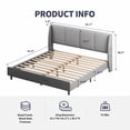 thumbnail image 5 of ijuicy King Size Bed Frame,Upholstered Platform Bed Frame with Wingback Headboard and 2 Pockets/Wooden Slat Support (King, Dark Grey), 5 of 7