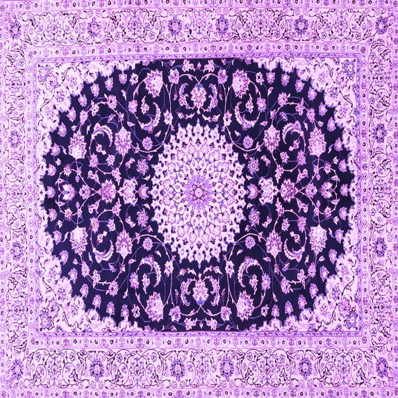 Ahgly Company Indoor Square Medallion Purple Traditional Area Rugs, 5' Square