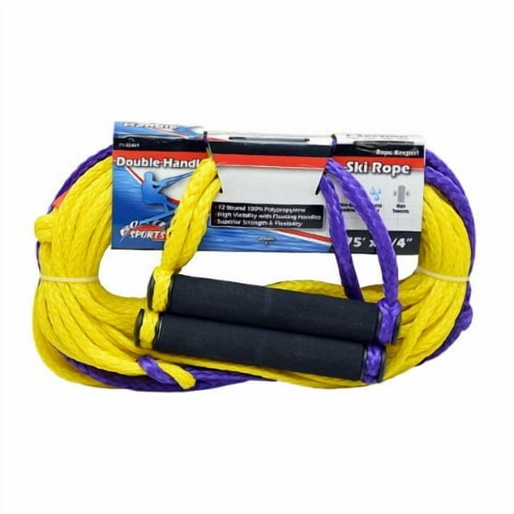 Boater Sports Boat Ski Rope 52469 | Double Handle Yellow Purple 75 Ft