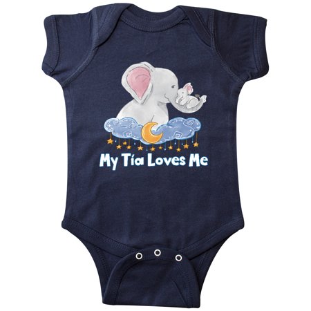 

Inktastic My Tía Loves Me Cute Elephants Clouds Moon and Stars Gift Baby Boy or Baby Girl Bodysuit