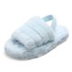 thumbnail image 2 of Pantuflas de felpa de fondo grueso para mujer, tamaño grande 43, pantuflas de felpa de algodón para el hogar con fondo plano y elásticas para mantener el calor, 2 of 7