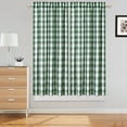 thumbnail image 2 of HOMERRY Cafe Curtains 28"W x 45"L Buffalo Check Pattern Half Window Covering Tier Curtains, Sage White, Set of 2, 2 of 9