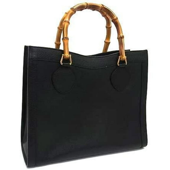 Pre-Owned GUCCI Bamboo Handbag 002 1186 0260 Black Leather Women's (Fair)