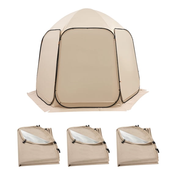 Sun Shade Sail Canopy Covers Pack of 3 10 x 9.2 ft Screen House Tent Fit 5.51 x 4.23 ft 300D Oxford Silver Coated Fabric Sun Protection Outdoor Beige