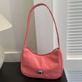 thumbnail image 1 of Bolsos de mano Hobo para mujer, bolsos de moda ligeros, bolso de mano sólido (rojo rosa), 1 of 6