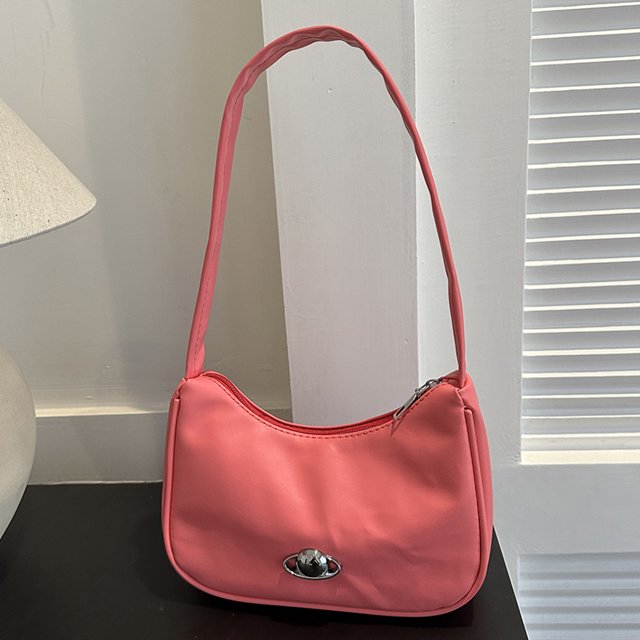 Bolsos de mano Hobo para mujer, bolsos de moda ligeros, bolso de mano sólido (rojo rosa)