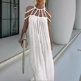 thumbnail image 2 of XDZJLR Robe Femme à Bretelles Spaghetti Dos Nu Maxi Moulante Cocktail Fête Longue Robe de Vacances, 2 of 6