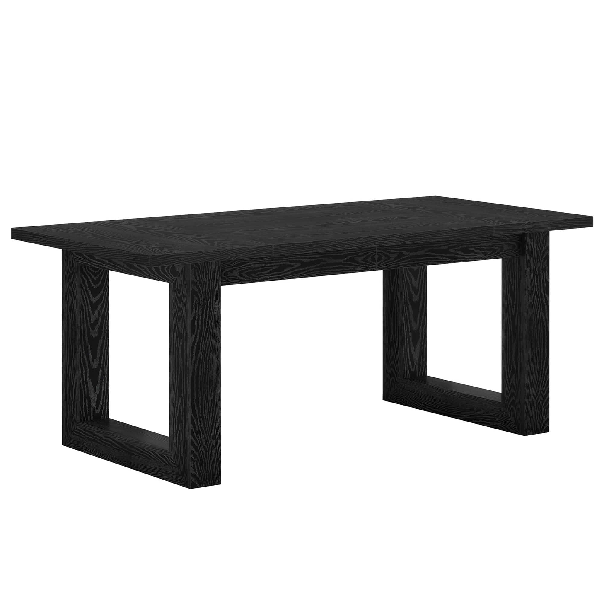 MAYEERTY 63 Inch Rectangular Dining Table, Wooden Kitchen Dinner Table with Square Base for 4 to 6 People