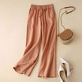 thumbnail image 2 of Cotton And Linen Wide Leg Pants For Women High Waisted Spring And Autumn Loose Slim Breathable Large Size Casual Straight Pants, 2 of 2