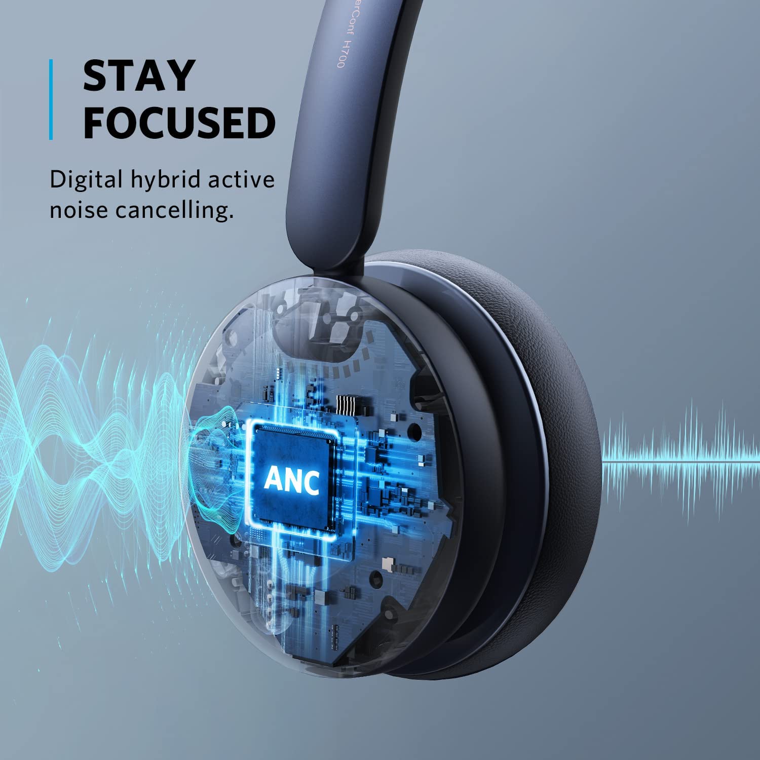 Anker PowerConf H700 Bluetooth Headset with Charging Stand Active Noise Cancelling Office Headphone with Microphone - image 4 of 7
