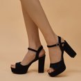 thumbnail image 2 of FNFYFH Women's Platform Chunky High Heels Dress Sandals Peep Toe Ankle Strap Wedding Party Evening Shoes for Women Bride, 2 of 4