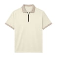 thumbnail image 6 of Rrxhxhs Golf Shirts for Men Geometric Trim Collared Quarter Zip Short Sleeve Breathable Casual Tops,L, 6 of 6