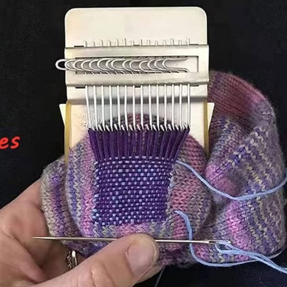Elowen Darning Mini Machine 14 Hooks Small Weaving Loom Kit, DIY Darning Mini Loom Machine for Making Sweaters