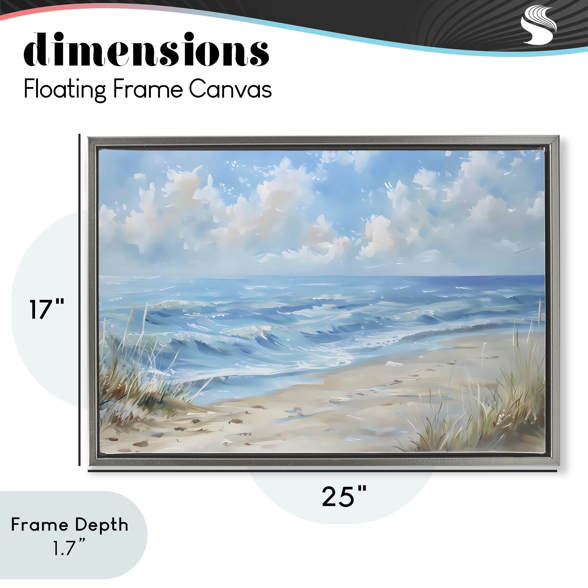 Stupell Industries Coastal Tranquility Horizon Gray Framed Floater Canvas Wall Art, design by Creative Studio