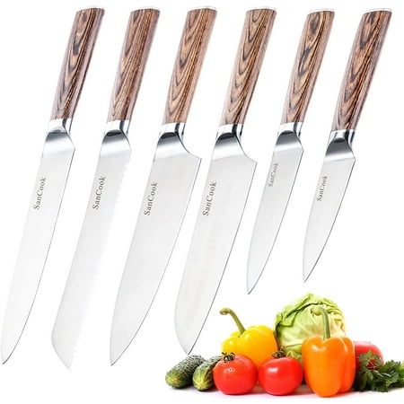 

WANBO Chef knife Set Kitchen Knife Sets Kitchen & Dining Room Sets with High Carbon Stainless Steel Ergonomic Handle-Chopping 6-Piece Knife sets gift for Christmas
