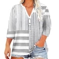 thumbnail image 2 of Xuyuer Womens Plus Size Tops 3/4 Sleeve Blouses Shirts Casual V Neck Loose Tunic Tops 1X-5X Tops with Button Cuffs Dressy Casual V Neck Summer Outfits Early Fall Fashion Clothes 2026, 2 of 5