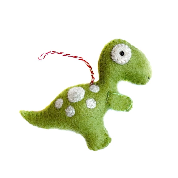 Felt Dinosaur Ornament, T-Rex - Wool Fair Trade Handmade Christmas Nepal